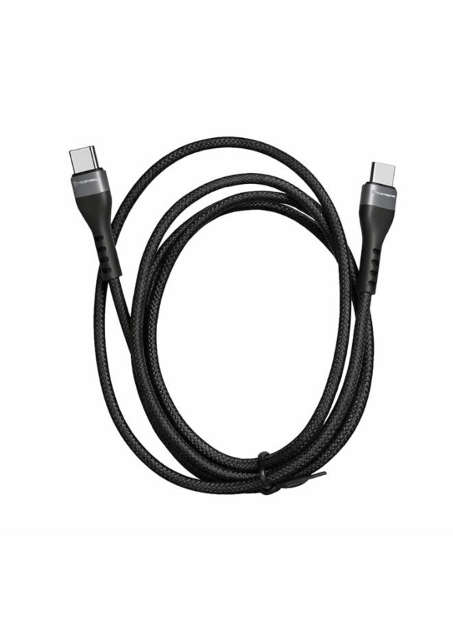 تشابي لاين  CHAPPELINE كابل USB-C إلى USB-C، 60 واط، 1200 ملم، شحن سريع، أسود، معدن وسيليكا جيل، موديل CA2 - Image 1